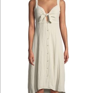 Front tie beige midi dress